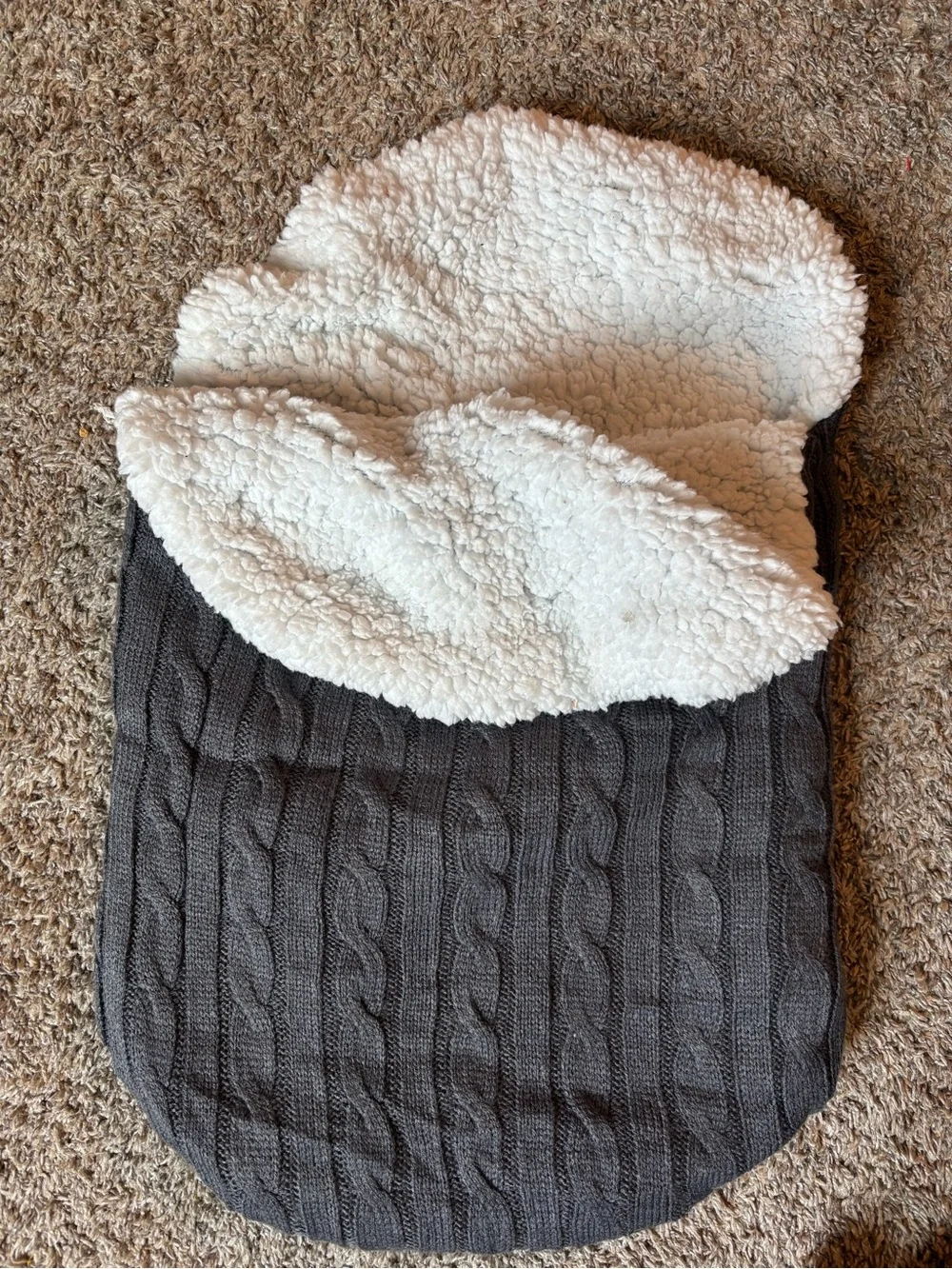 Cozy Gray Sherpa-Lined Baby Footmuff - Kids Accessories